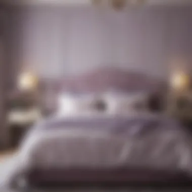 Calm Lavender Elegance An elegant bedroom featuring calming lavender walls