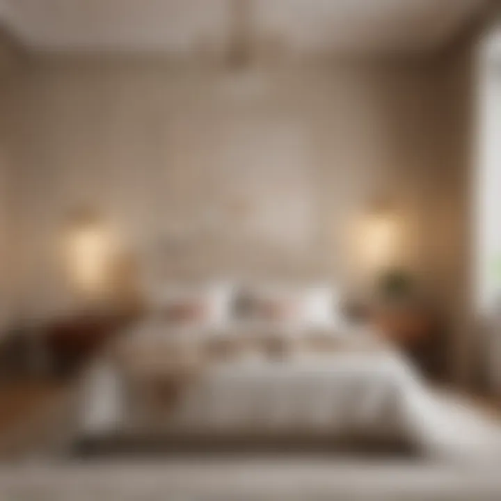Gentle Beige Peacefulness A peaceful bedroom adorned in gentle beige shades