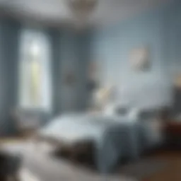 A serene bedroom painted in soft blue tones