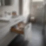 Modern Narrow Storage Drawer Design Sleek narrow storage drawer design in a modern bathroom.