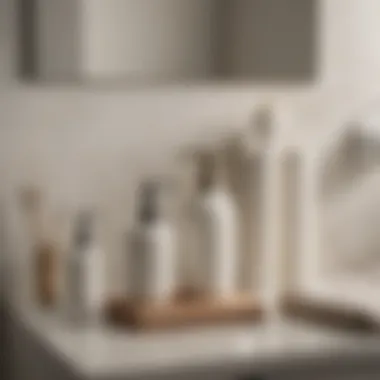 Chic Off White Soap Dispenser and Toothbrush Holder Chic off white soap dispenser and toothbrush holder in a modern bathroom