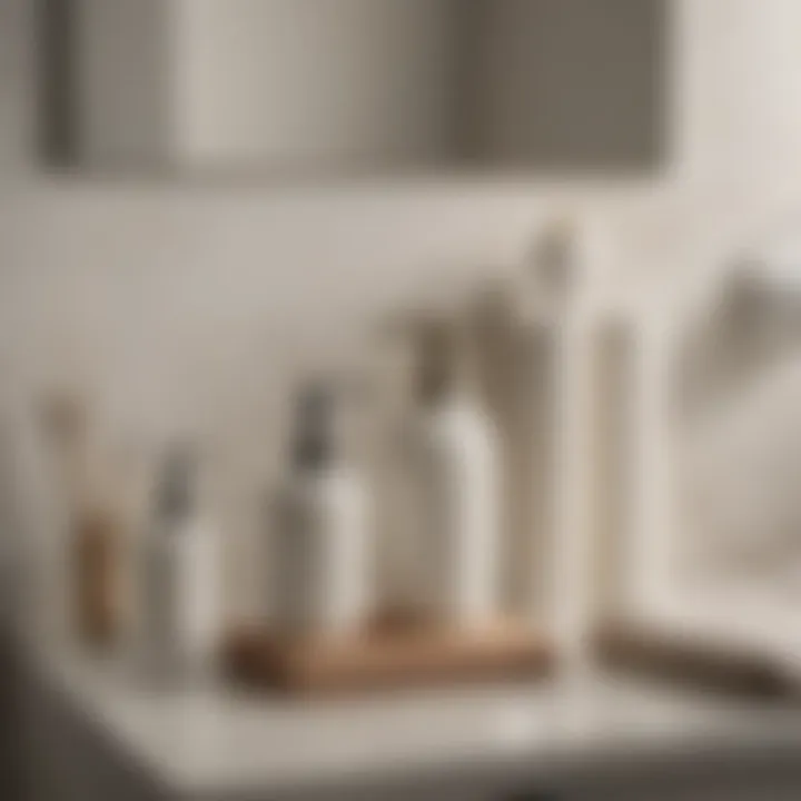 Chic Off White Soap Dispenser and Toothbrush Holder Chic off white soap dispenser and toothbrush holder in a modern bathroom