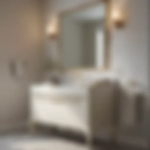 Elegant off-white bathroom vanity with a sleek sink