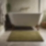 Elegant olive colored bathroom rug on a stylish floor