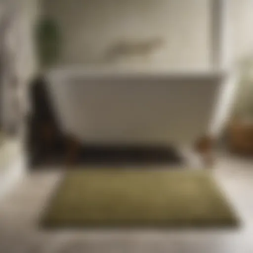 Elegant olive colored bathroom rug on a stylish floor