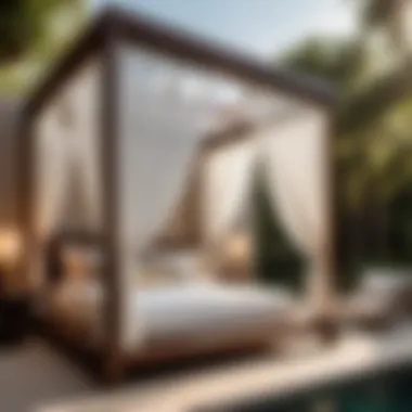 Elegance in Nature Outdoor bedroom with elegant canopy bed