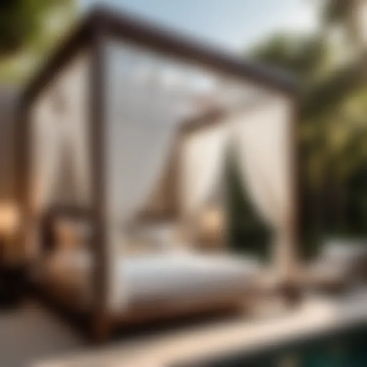 Elegance in Nature Outdoor bedroom with elegant canopy bed