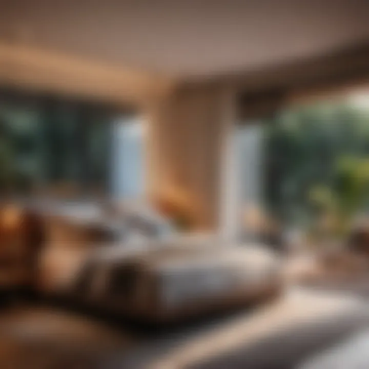 Lighting Ambiance Cozy outdoor bedroom with stylish lighting