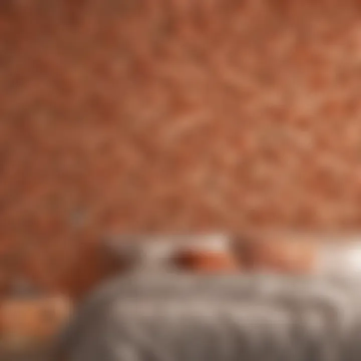 An array of peach color palettes displayed on a wall, highlighting versatility in design.