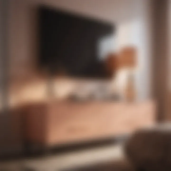 Stylish furniture pieces in peach shades complementing a modern bedroom layout.