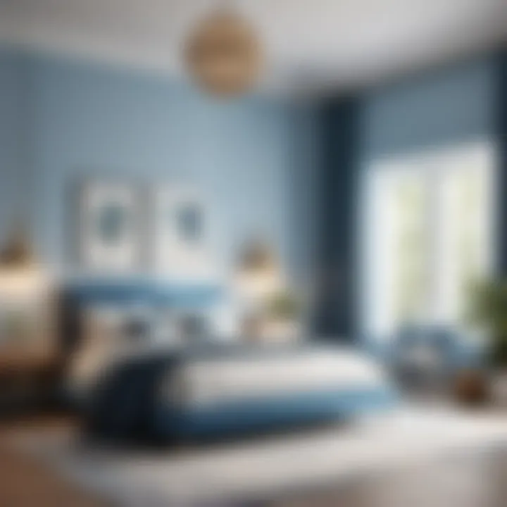Minimalist bedroom with calming blue accents