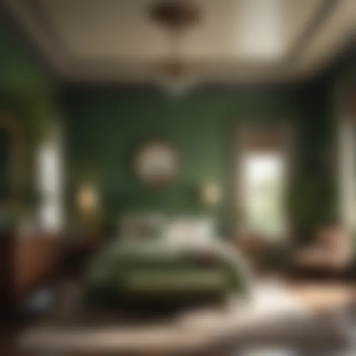 Vibrant green accents in a stylish bedroom