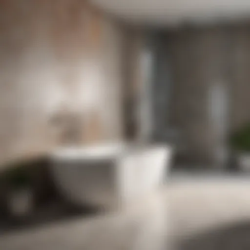 Elegant Arrangement of Porcelain Tiles Elegant arrangement of porcelain tiles in a modern bathroom setting