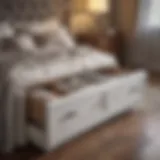 Elegant queen mattress bed frame with drawers showcasing ample storage space
