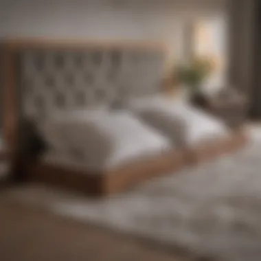 Modern queen bed frame with integrated drawers designed for contemporary spaces