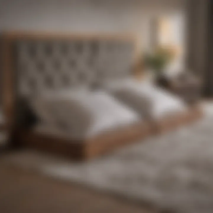 Modern queen bed frame with integrated drawers designed for contemporary spaces