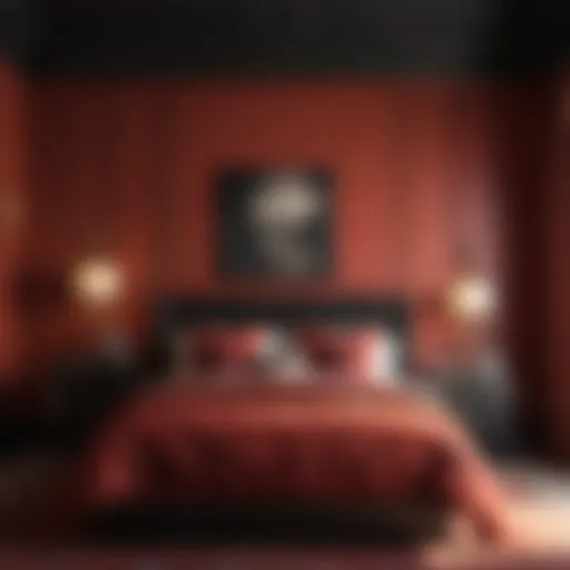 Elegant red wall with modern decor