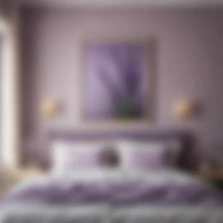 Gentle lavender shades enhancing relaxation in bedroom