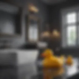 Colorful rubber duck collection in a stylish bathroom setting