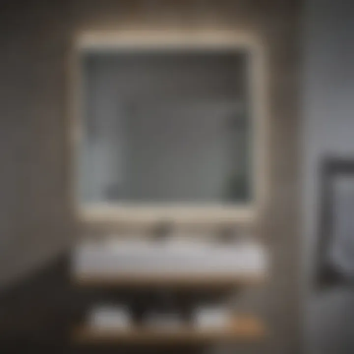 Modern frameless bathroom mirror with integrated lighting