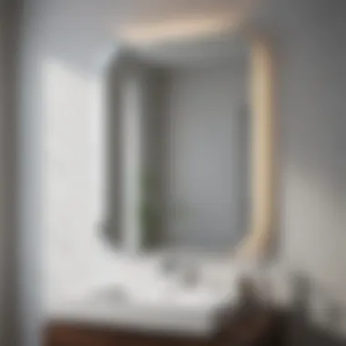 Sleek Minimalist Bathroom Mirror Sleek minimalist bathroom mirror with geometric shapes