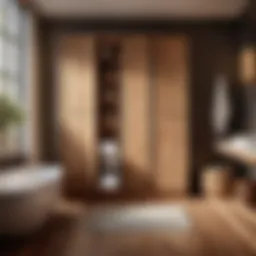 Elegant wooden bathroom towel floor cabinet