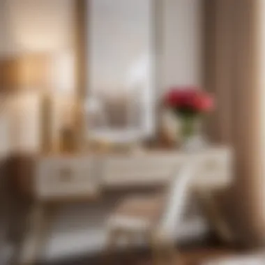 Chic Organization: Bedroom Dresser Desk Organized bedroom dresser desk with chic decor elements