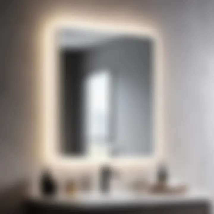 Minimalist small bathroom mirror with sleek metallic frame