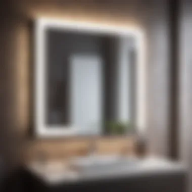 Modern small bathroom mirror with LED lighting feature