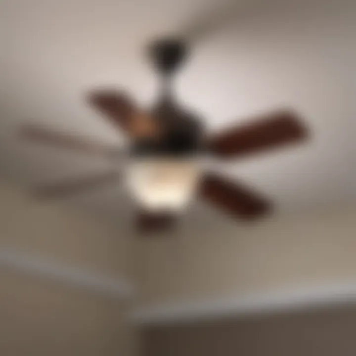 Installation guide for a small ceiling fan in a bathroom setting