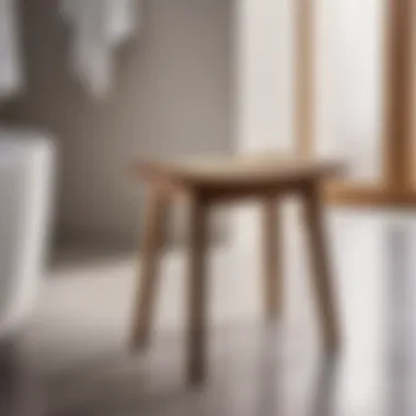 Versatile Wooden Stool Small wooden stool showcasing versatility in bathroom decor
