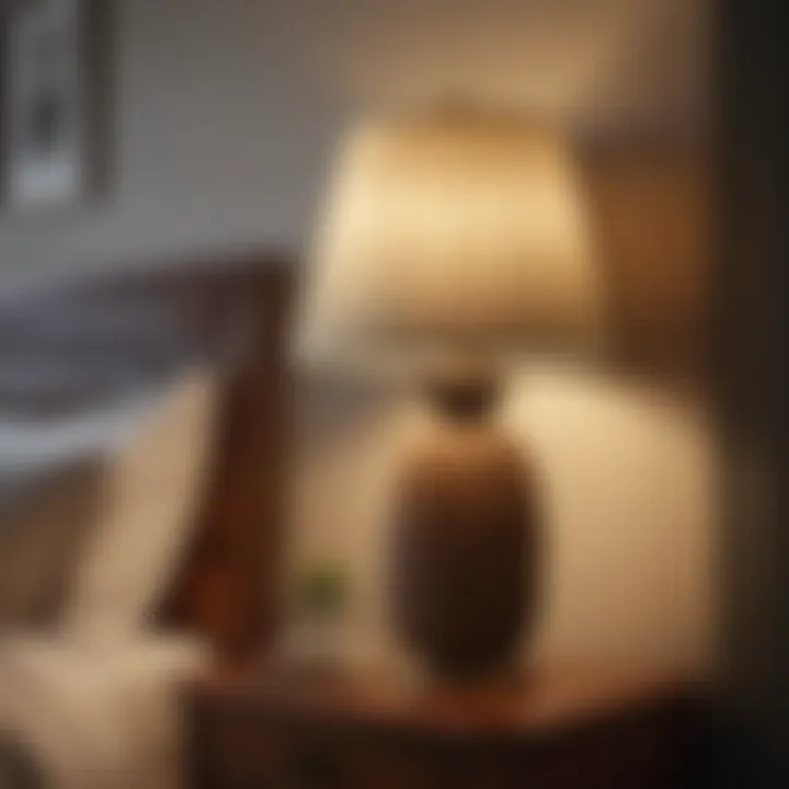 Elegant pineapple lamp casting a beautiful glow in a stylish bedroom