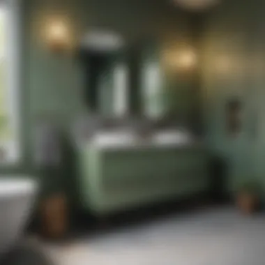 Contemporary bathroom with sage green cabinets and stylish fixtures