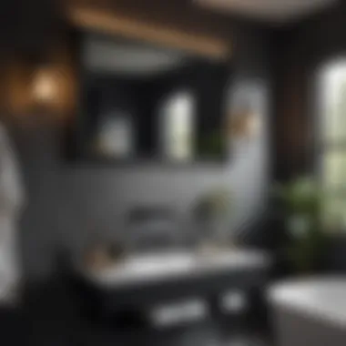 Modern Elegance: Black Framed Bath Mirror in a Chic Bathroom Stylish black framed bath mirror reflecting modern bathroom decor
