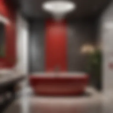 Luxurious Spa Bathroom with Red Accents Luxurious spa-like bathroom with red accents