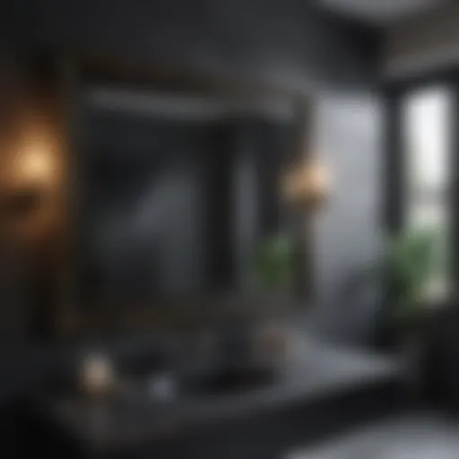 Modern Decor Reflected in a Large Black Bathroom Mirror Sleek large black bathroom mirror reflecting modern decor