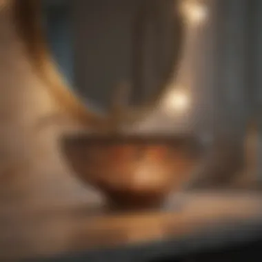 Stylish decorative night light on a bathroom countertop