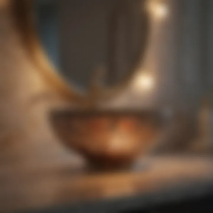 Stylish decorative night light on a bathroom countertop