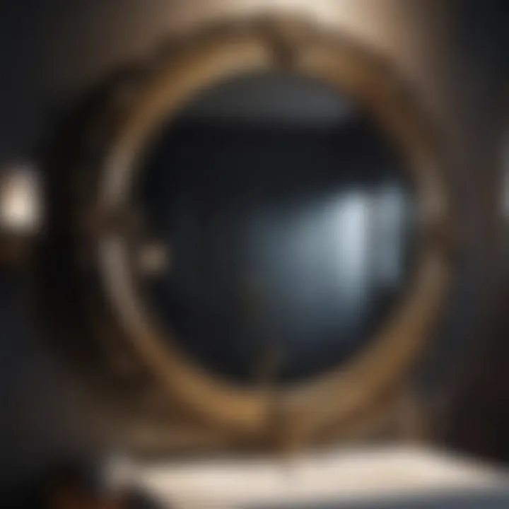 Sophisticated black and gold mirror reflecting modern decor