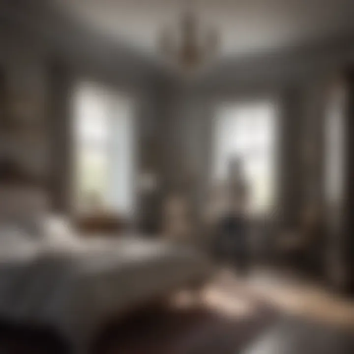 An Artist Transforming a Bedroom with Paint An artist at work painting a bedroom wall