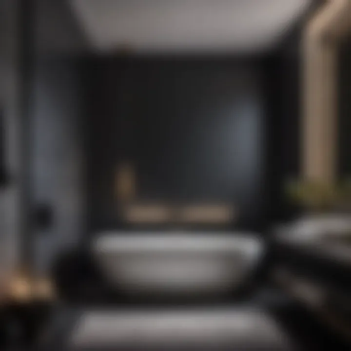 Contemporary Gray Bathroom with Black Accents