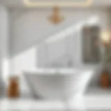 Elegant deep narrow bathtub in a modern bathroom setting