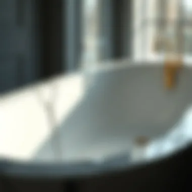 Close-up of luxurious materials used in deep narrow bathtubs