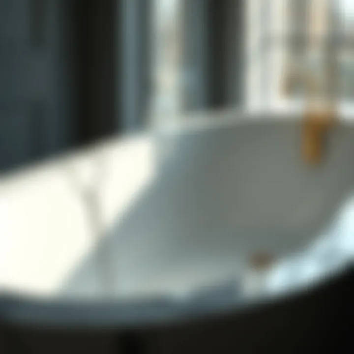 Close-up of luxurious materials used in deep narrow bathtubs