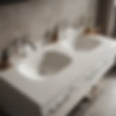 Close-up of high-quality materials used in a double sink vanity
