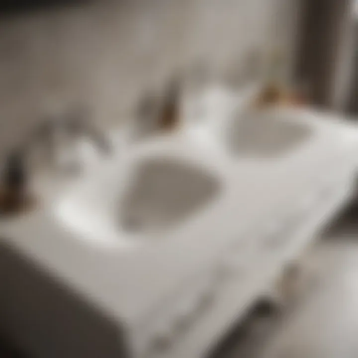 Close-up of high-quality materials used in a double sink vanity