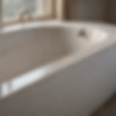 Material and Finish of the Drop-in Bathtub Close-up view of the material and finish of a drop-in bathtub