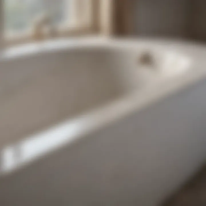 Material and Finish of the Drop-in Bathtub Close-up view of the material and finish of a drop-in bathtub