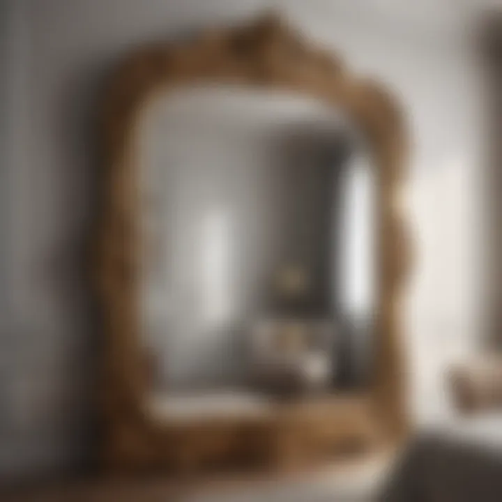 Large decorative mirror enhancing bedroom space