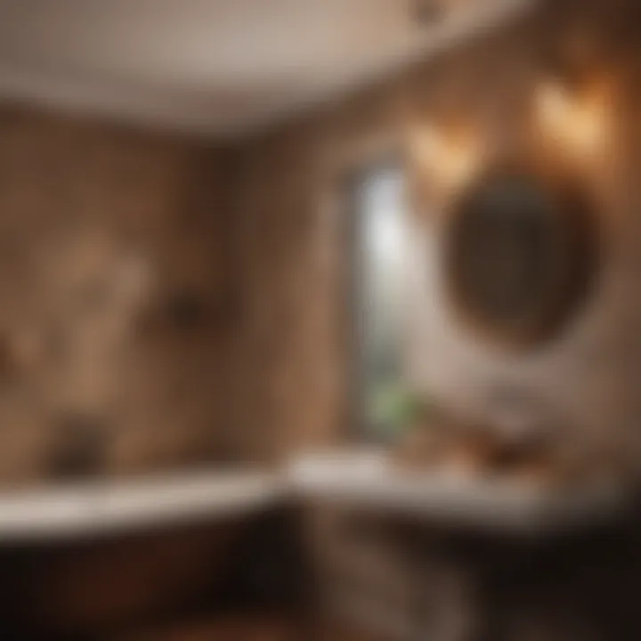 Warm ambiance created by bronze 3 light fixtures in a cozy bathroom